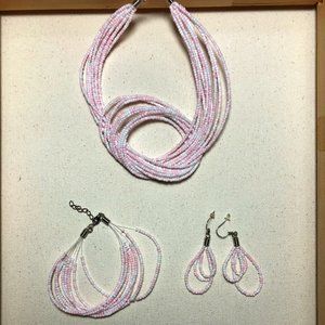 Handmade Beaded Necklace, Bracelet and Earrings SE